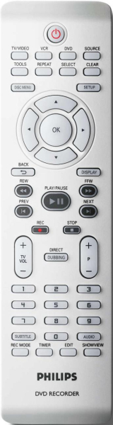 Erstatnings-fjernbetjening til  Philips DVDR3430V