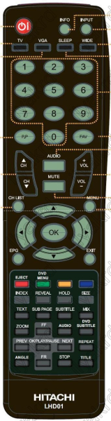Replacement remote control for Hitachi 08806A