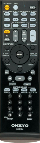 Replacement remote control for Onkyo TXSR607
