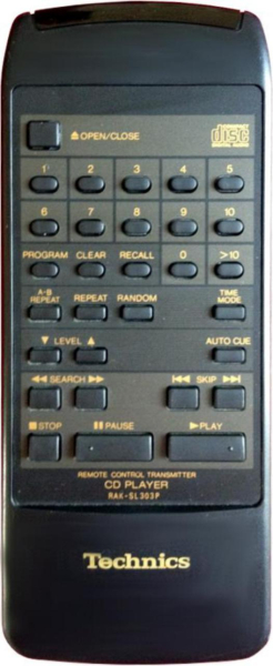 Replacement remote control for Technics RAK-SL303P