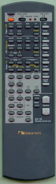 Replacement remote for Nakamichi AV500, AV10, AV400, RE66D2
