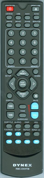 Replacement remote for Dynex DX-HTIB DX-DVD2 DX-WBRDVD1