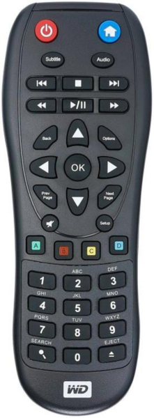 Replacement remote control for Western Digital WD-TV-LIVE