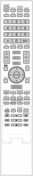 Replacement remote for Sharp RRMCGA937WJSA, PRO70X5FD, PRO60X5FD