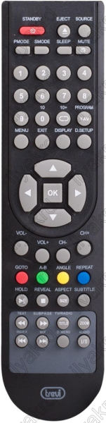 Replacement remote control for Trevi LTV1905HDVD
