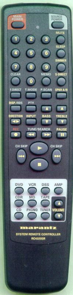 Replacement remote for Marantz ZK19AW0010, RC4320SR, SR4320