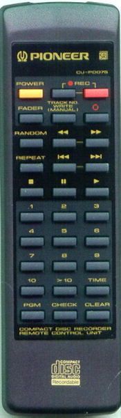 Replacement remote for Pioneer PWW1103, CU-PD075, PDR05, PDR99