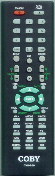 Replacement remote for Coby DVD958