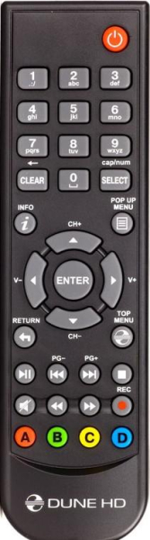 Replacement remote control for Dune HD HD-TV101