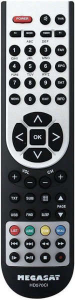 Replacement remote control for Megasat HD570CI