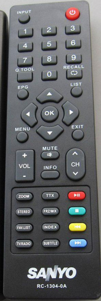 Replacement remote control for Sanyo LCD32XR12F
