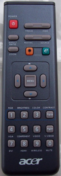Replacement remote control for Acer P1303W