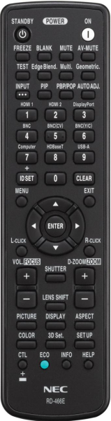Replacement remote control for Nec RD-466E