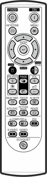 Replacement remote control for Sharp XG-C465X