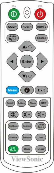 Replacement remote control for Viewsonic PX727-4K