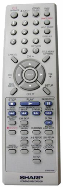Replacement remote control for Sharp DV-RW260S