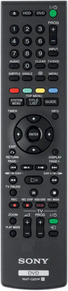 Erstatnings-fjernbetjening til  Sony RDR-HXD895