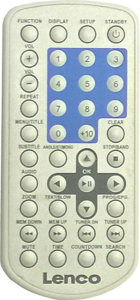 Replacement remote control for Lenco KDV309