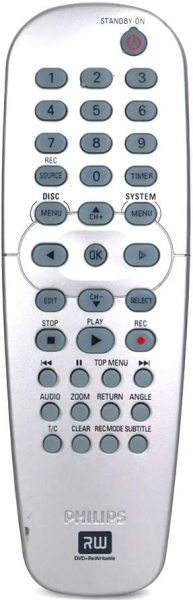 Replacement remote control for Philips DVD-R610(DVD)