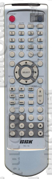 Replacement remote control for Bbk RC16