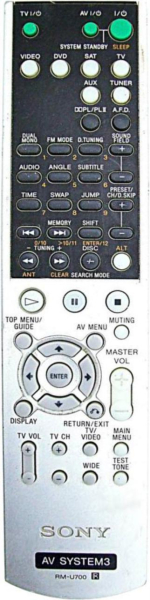 Replacement remote control for Sony STR-KSL500