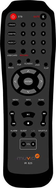 Replacement remote control for Muvid IR825RADIO