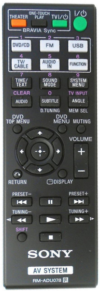 Erstatnings-fjernbetjening til  Sony DAV-F310