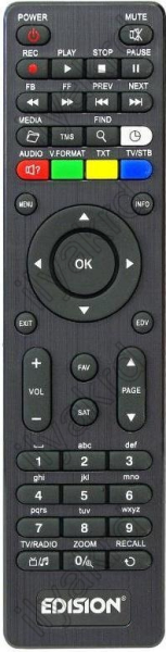 Replacement remote control for Edision PICCOLLINO S2