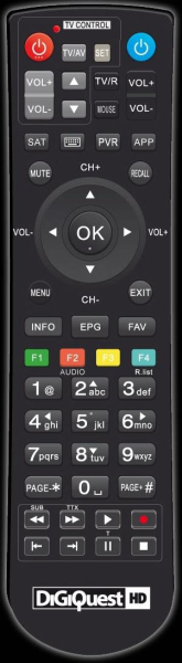 Replacement remote control for Digiquest DIGIQUEST HD
