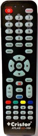Replacement remote control for Cristor ATLAS HD100