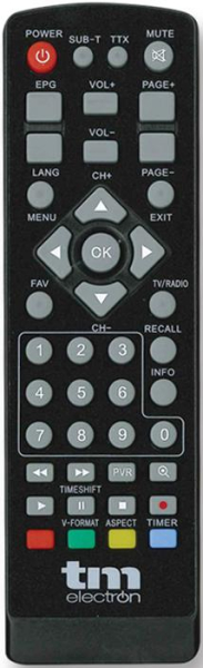 Replacement remote control for Qm-products DVB-T2160