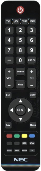Replacement remote control for Nec E554