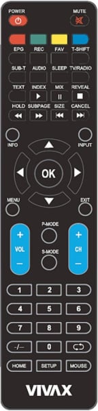 Replacement remote control for Vivax LED TV65UHD122T2S2SM