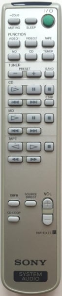 Replacement remote control for Sony RM-EX77