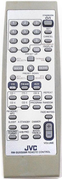 Replacement remote control for JVC RM-SUXS59R