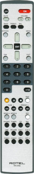 Replacement remote for Rotel RR-AX92, RRAX92, RA-1570, RA1570