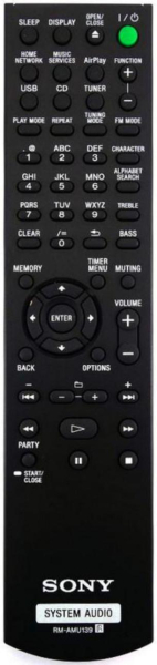 Replacement remote control for Sony RM-AMU139