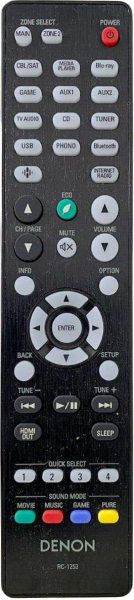 Replacement remote control for Denon RC-1253