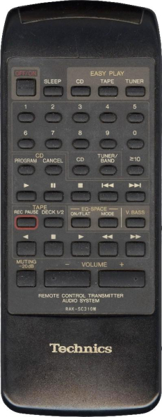 Replacement remote control for Technics RS-CH550