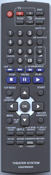 Replacement remote control for Panasonic SA-PT560