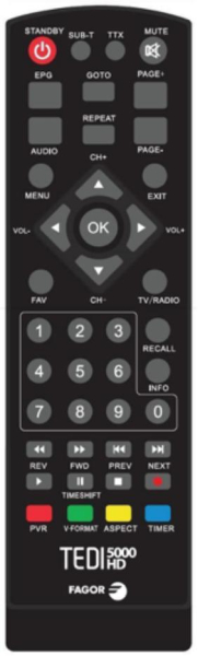 Replacement remote control for Fagor TEDI5000HD