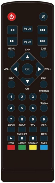 Replacement remote control for TV Star T1030HDUSB PVR