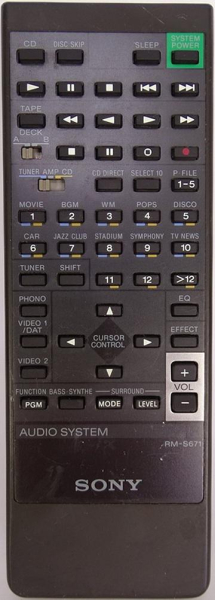 Replacement remote control for Sony LBT-D607