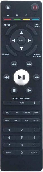 Replacement remote control for Vizio VBR200W