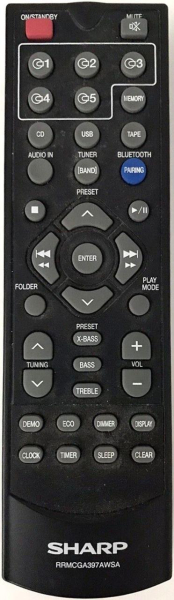 Replacement remote control for Sharp RRMCGA397AWSA