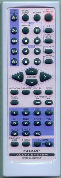 Replacement remote control for Sharp XL-MP150