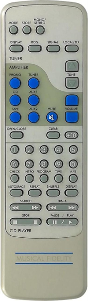 Replacement remote control for Musical Fidelity A3