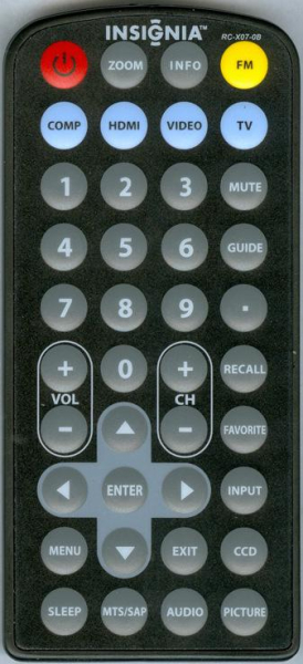 Replacement remote for Insignia NSL19X10A, 6010X00702, RCX070B