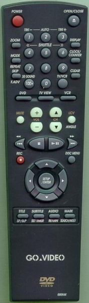 Replacement remote for Go Video AC5900058E, DVR104001RM, DVR4000 VER 1, 00058E