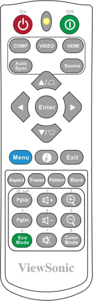 Replacement remote control for Viewsonic PA503X